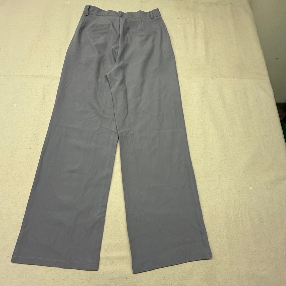 NiMin Gray Wide Leg High Waisted Pleated Trousers Dress Pants Small NEW